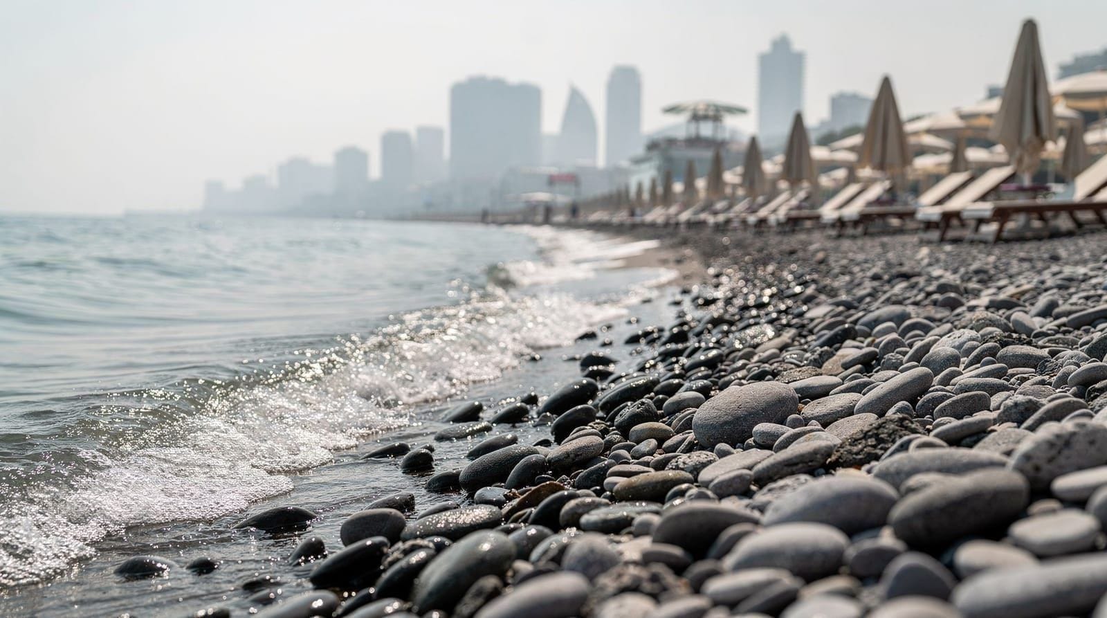 Batumi's beaches: pebbles, not sand