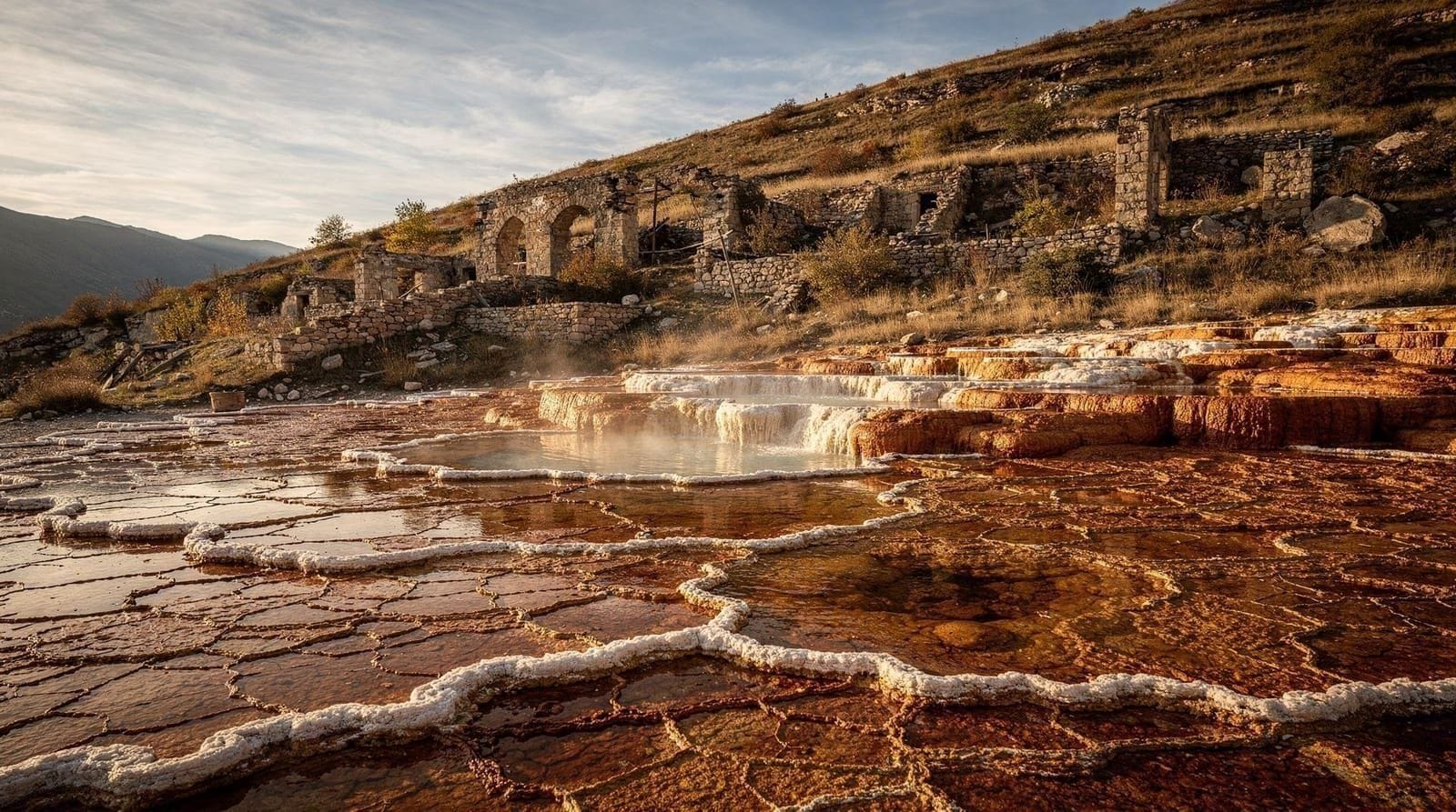 Truso Valley and its travertine springs